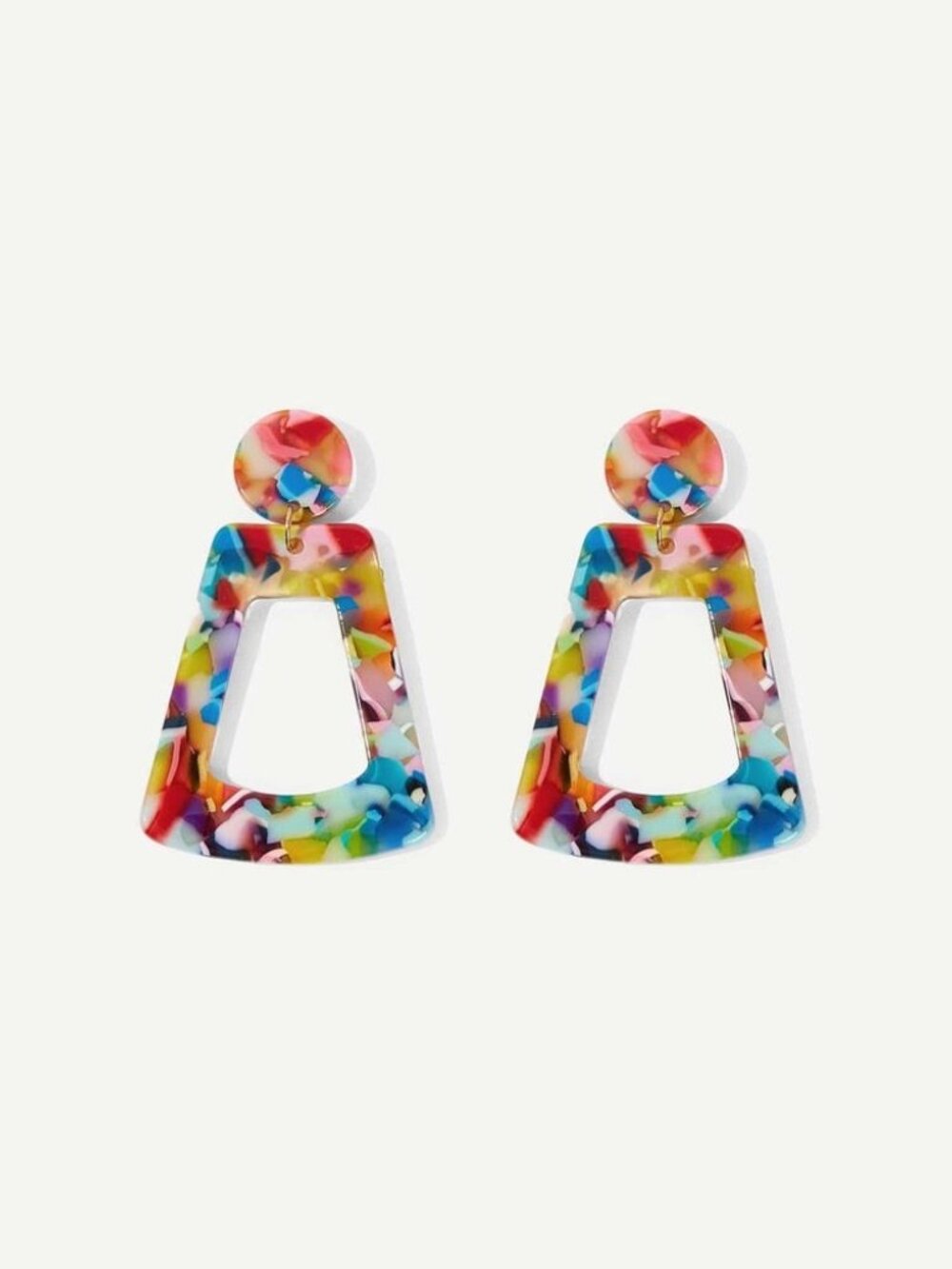 NIB SHEIN Multicolor Tortoiseshell Geometric Drop Earrings